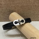 PULSERA DE CUERO DOBLE SALVATORE FERRAGAMO PLATEADA