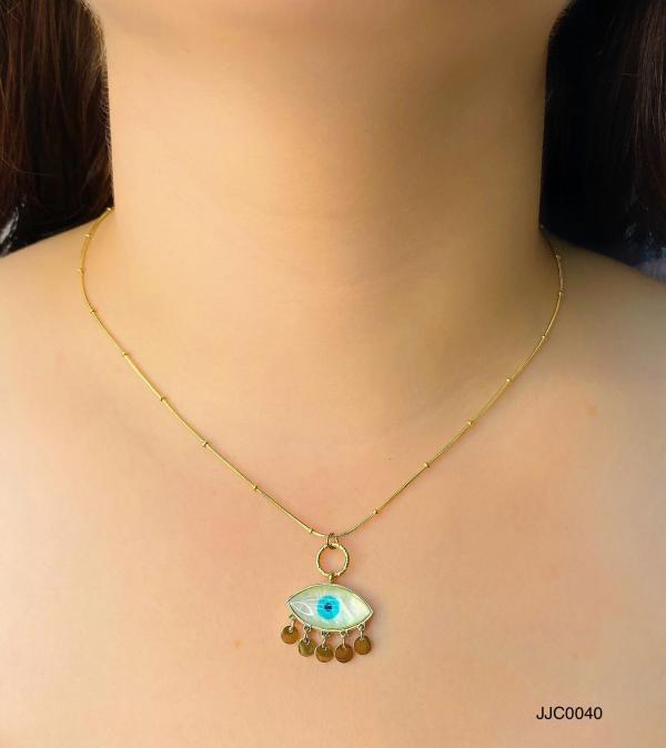 COLLAR ACERO DORADO OJO TURCO
