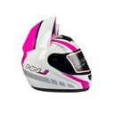 CASCO DE MOTO CON OREJAS HNJ HELMET BLANCO XL