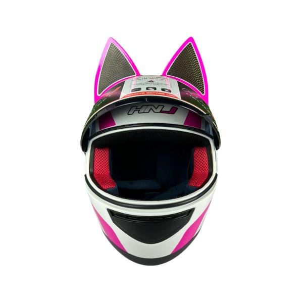 CASCO DE MOTO CON OREJAS HNJ HELMET BLANCO XL