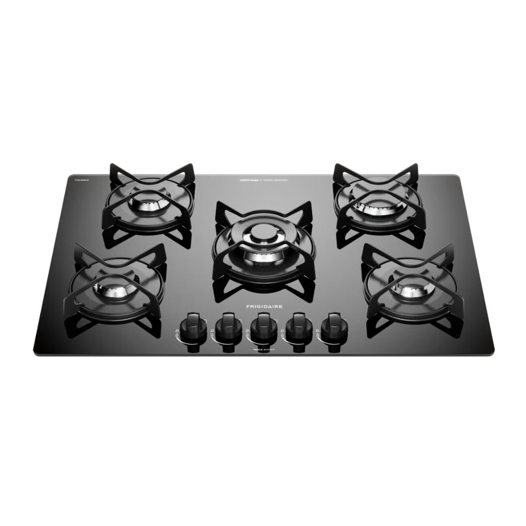 Frigidaire plantilla de gas 30"   vidrio templado empotrable 5 quemadores FTGC3050VB