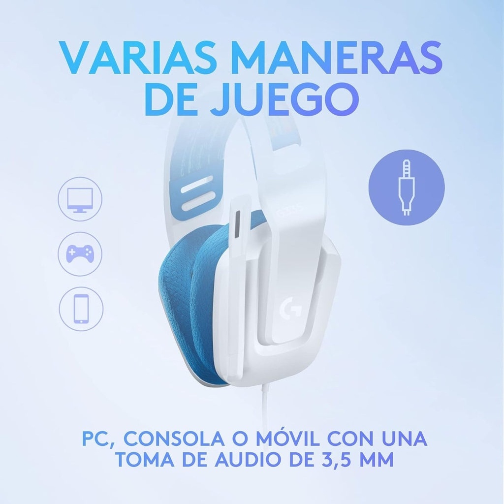 [1225005] Headset Gaming Logitech G335 Alámbrico 3.5mm Blanco Ligero