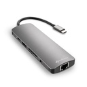 Hub Sharkoon USB 3.0 Type C Combo Gris