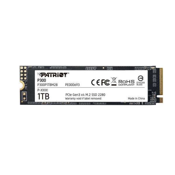 [360104046] HD INTERNO SOLIDO 1TB PATRIOT P300 M.2 2280 PCIE GEN3 X4 NVME 2100MB/S / 1650MB/S P300P1TBM28 P300 - NEGRO