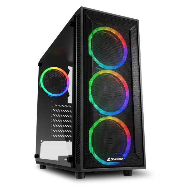 [23354] CASE GAMING RGB SHARKOON TG4M MID TOWER VENTILADORES 4 DE 120MM 4044951034840 - NEGRO