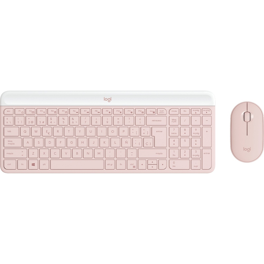 [1225153] Logitech MK470 Slim Combo Teclado y Mouse Inalámbrico Español Rosado