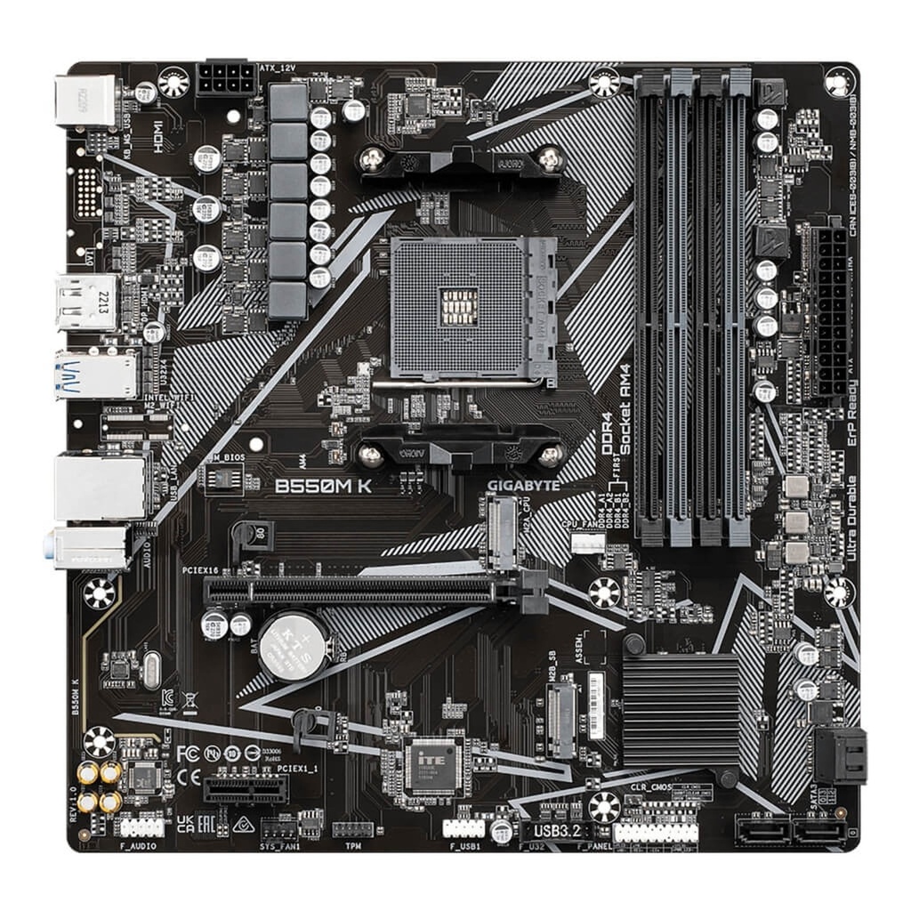 Tarjeta Madre Gigabyte B550M K AM4 Micro-ATX DDR4 Negra