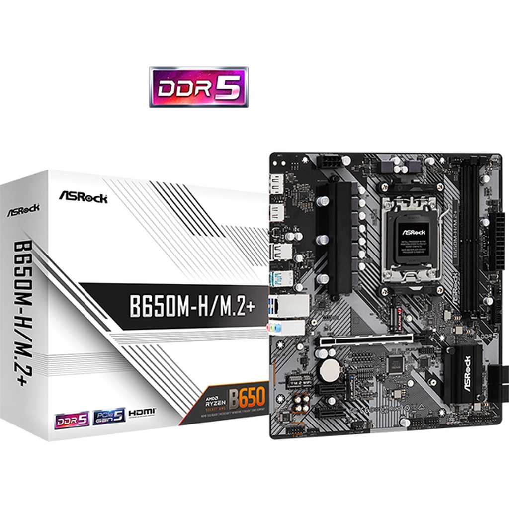 [11517] Tarjeta Madre Asrock B650M H M2 Plus AM5 Micro-ATX DDR5 Negro