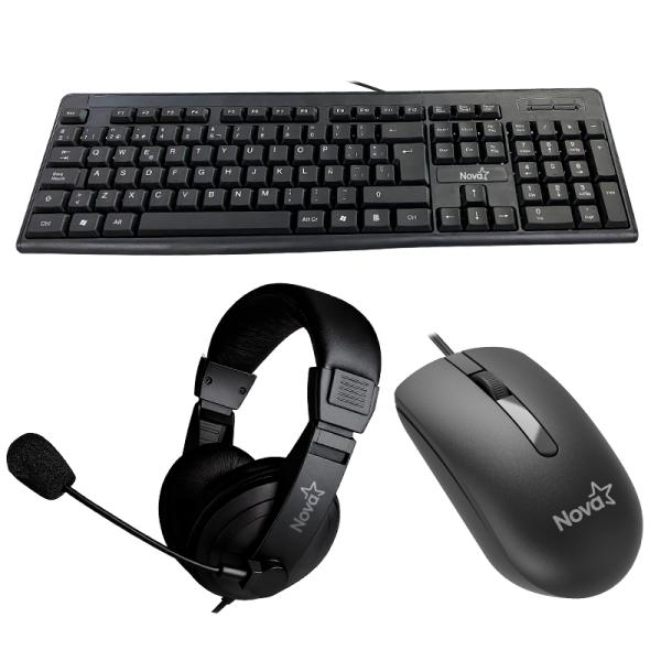 [1201289] Combo Teclado y Mouse Nova USB KB5982U0002C Completo y Ergonómico
