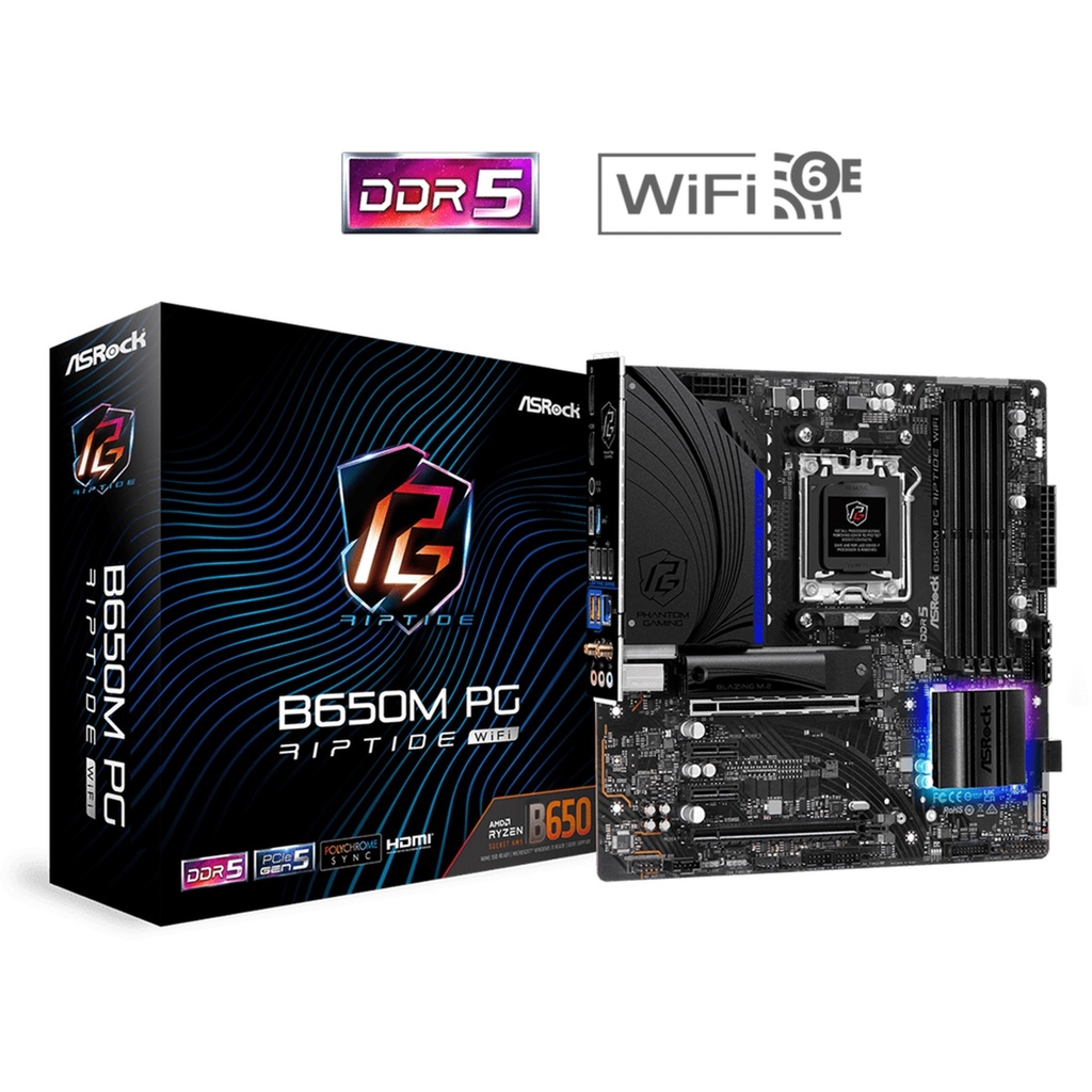 [11538] Tarjeta Madre Asrock B650M Pg Riptide WIFI AM5 MICRO-ATX DDR5 - Negro