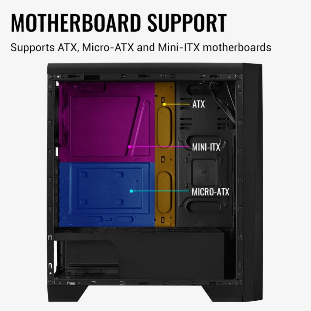 Case Gaming RGB Aerocool Cylon Mid Tower Ventilador 1 de 120MM con Vidrio Lateral ACCM-PV10013-11 - Negro