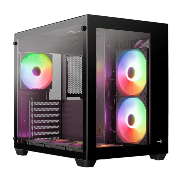 [23537] Case Gaming RGB Aerocool DRYFT-G-BK-V1 Mid Tower Ventiladores 4 de 120MM y 2 de 140MM con Vidrio Lateral y Frontal Accm-es01163.11 - Negro