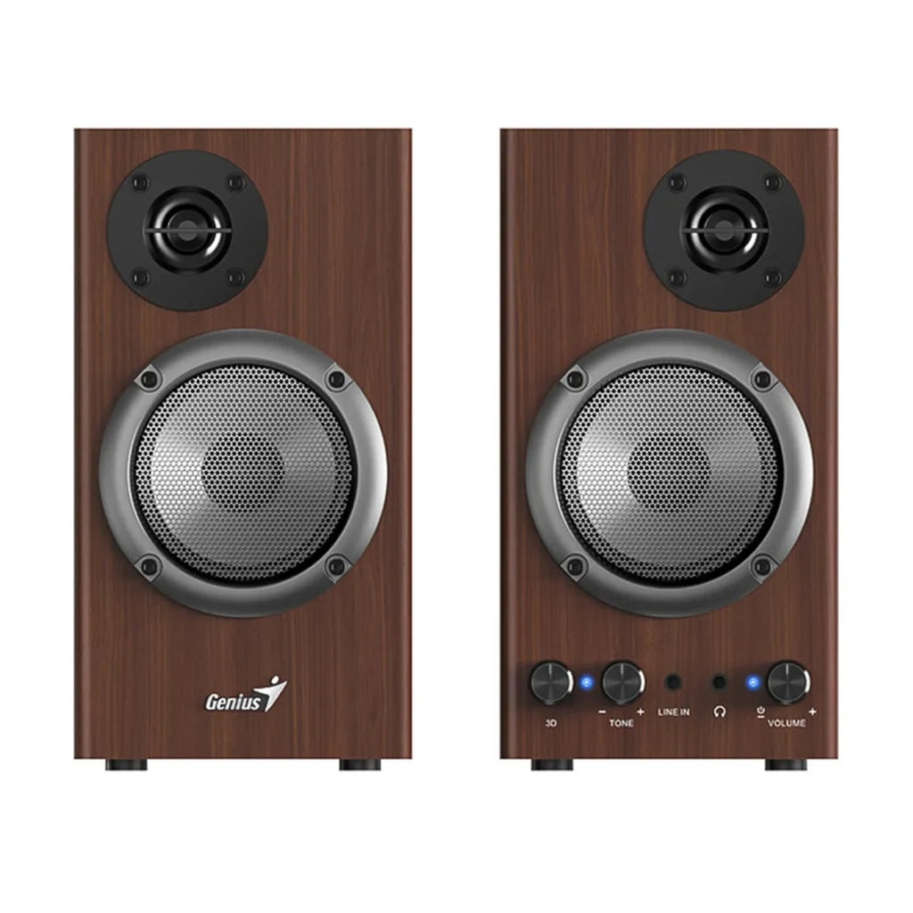 [206] Parlante Genius SPHF500B II 16W Cableado 3.5mm 331730047401 - Madera