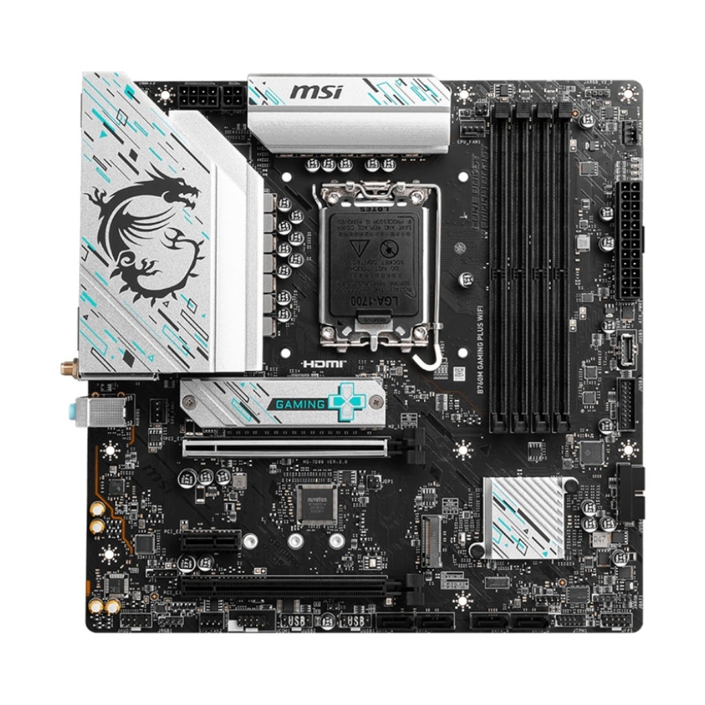 [11574] Tarjeta Madre Msi B760M Gaming Plus WIFI LGA1700 Matx DDR5 911-7D99-032 Negro / Blanco - Negro / Blanco
