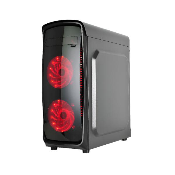 [23567] Case Gaming Agiler Mid Tower Ventiladores 4 de 120MM LED Rojacon Vidrio Frontal AGI-C008 - Negro