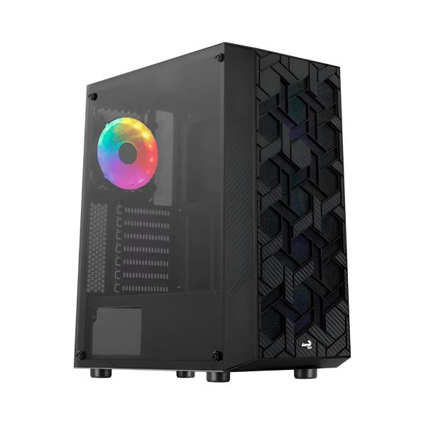 Case Gaming RGB Aerocool HIVE-G-BK-V3 Mid Tower 1 Ventilador de 120MM con Vidrio Lateral Accm-pv27013.11 - Negro
