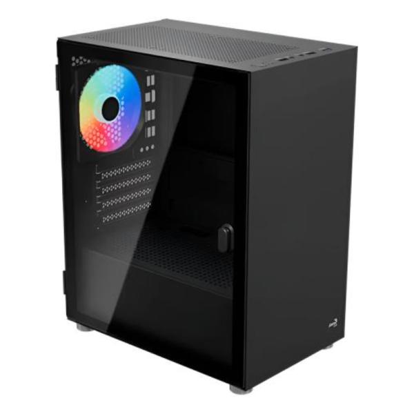 [23587] Case Gaming RGB Aerocool CS-111-G-BK-V2 Mini Tower Ventiladores 3 de 120MM con Vidrio Lateral Accm-pc19033.11 - Negro