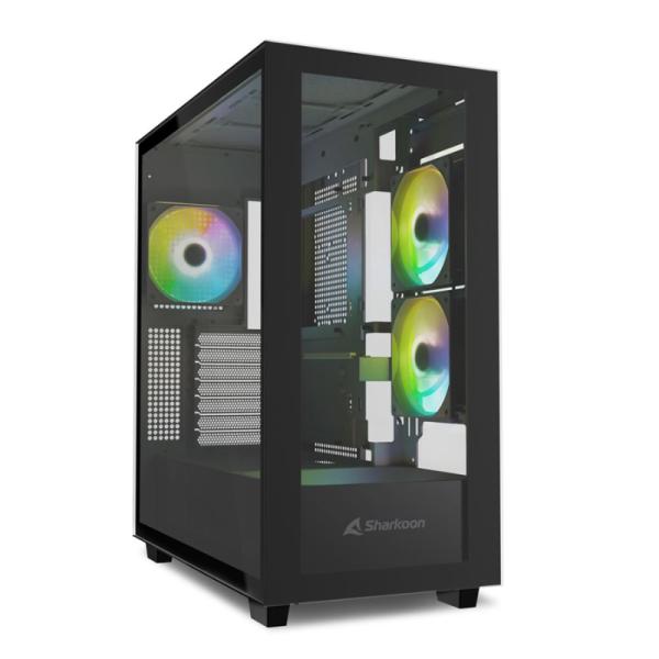 [23605] Case Gaming RGB Sharkoon Rebel C60 Mid Tower Ventiladores 4 de 120MM con Vidrio Lateral y Frontal 4044951040032 - Negro