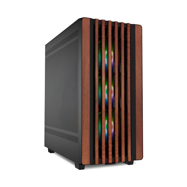 [23607] Case Gaming RGB Sharkoon Rebel C70M Mid Tower Ventiladores 4 de 120MM con Vidrio Lateral y Acabado en Madera Frontal 4044951040179 - Negro