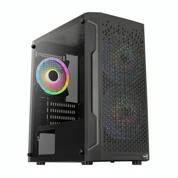 Case Gaming Aerocool Trinity Mini G-BK-V1 Mini Tower Ventilador 1 de 120MM con Vidrio Lateral y Malla Frontal Accs-pv32013.11 - Negro