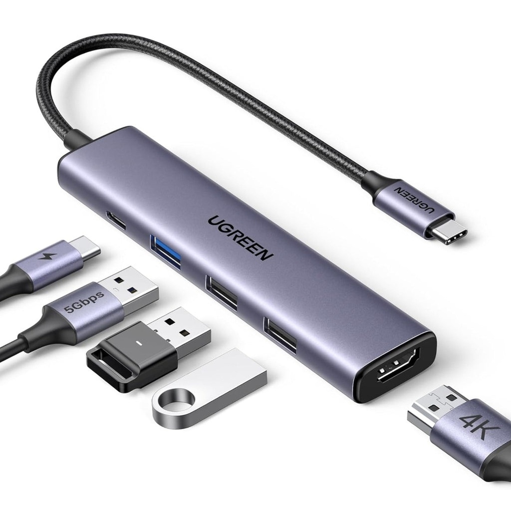 [AC10009] Hub Ugreen CM478 5 en 1 USB-C 1 Puerto HDMI 1 Puerto USB-C Pd 1 Puerto USB-A 3.0 2 Puertos USB-A 2.0 15495 - Gris