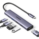 Hub Ugreen CM478 5 en 1 USB-C 1 Puerto HDMI 1 Puerto USB-C Pd 1 Puerto USB-A 3.0 2 Puertos USB-A 2.0 15495 - Gris