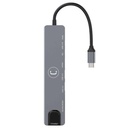 Hub Unno Tekno HB1109SV USB-C 8 Puertos 1 HDMI 1 RJ45 2 USB-C 2 USB-A 2 Ranuras Micro Sd 5 Gbps - Plateado