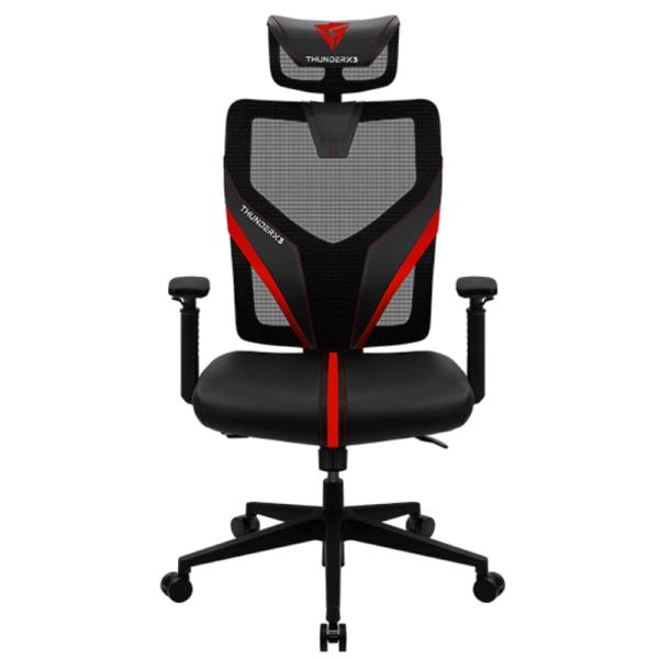 [HO3039] Silla Gaming Ergonómica THUNDERX3 YAMA1 Malla con Cuero Sintético Tegc-3030001.r1 - Negro/rojo