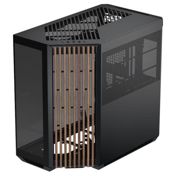 [CP3110] Case Apnx V1-W-BK-V1 Mid Tower Sin Ventilación Incluida con Vidrio Lateral y Malla Frontal Angulada Apcm-vi01103.11 - Negro / Madera