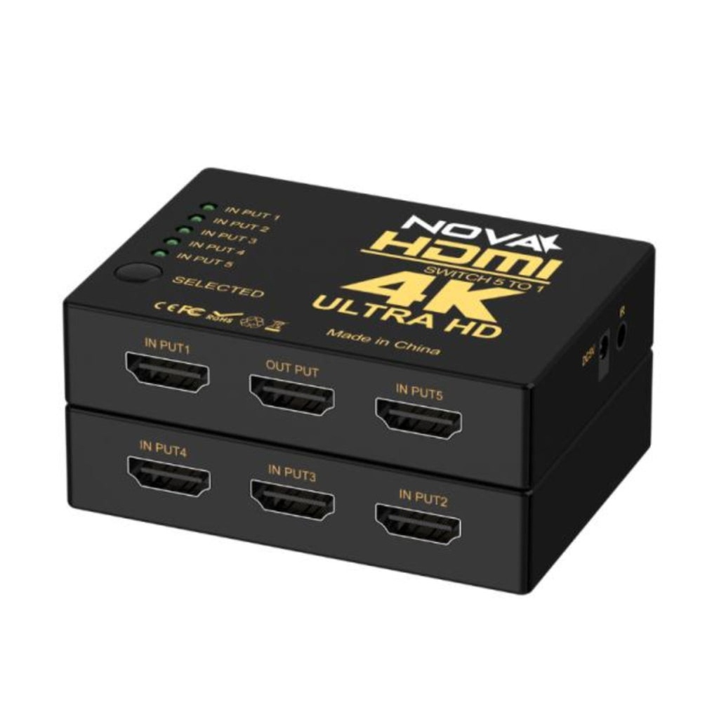 [RC5033] Switch Nova FAA39214001C 5 Puertos HDMI 4k*2k@30hz con Control Remoto y Cable USB-A - Negro