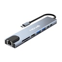 Hub Inteligente Nova Faa383cc001c 8 en 1 USB-C 1 Puerto Micro Sd 1 Puerto Tf Card 1 Puerto RJ45 1 Puerto USB-C 2 Puertos USB-A 3.0 1 Puerto Pd Carga Rapida y 1 Puerto HDMI 4K - Plateado