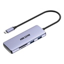 Hub Hiksemi HS-HUB-DS8 8 en 1 USB-C 1 Puerto HDMI 1 Puerto Pd Carga Rapida 1 Puerto Sd 1 Puerto Tf 3 Puertos USB 3.0 y 1 Puerto USB 2.0 5 Gbps - Gris