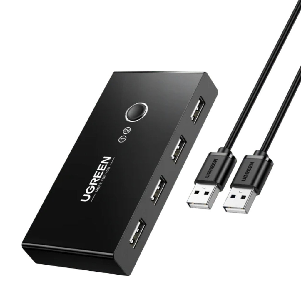 Hub Kvm Ugreen US216 de 2 Entradas y 4 Salidas USB-A 480MBPS Incluye Dos Cables USB-A 2.0 30767 - Negro