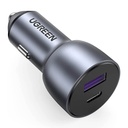 Cargador de Carro Ugreen CD213 60W 1 Puerto USB-C y 1 Puerto USB-A Carga Rapida 60980 - Gris