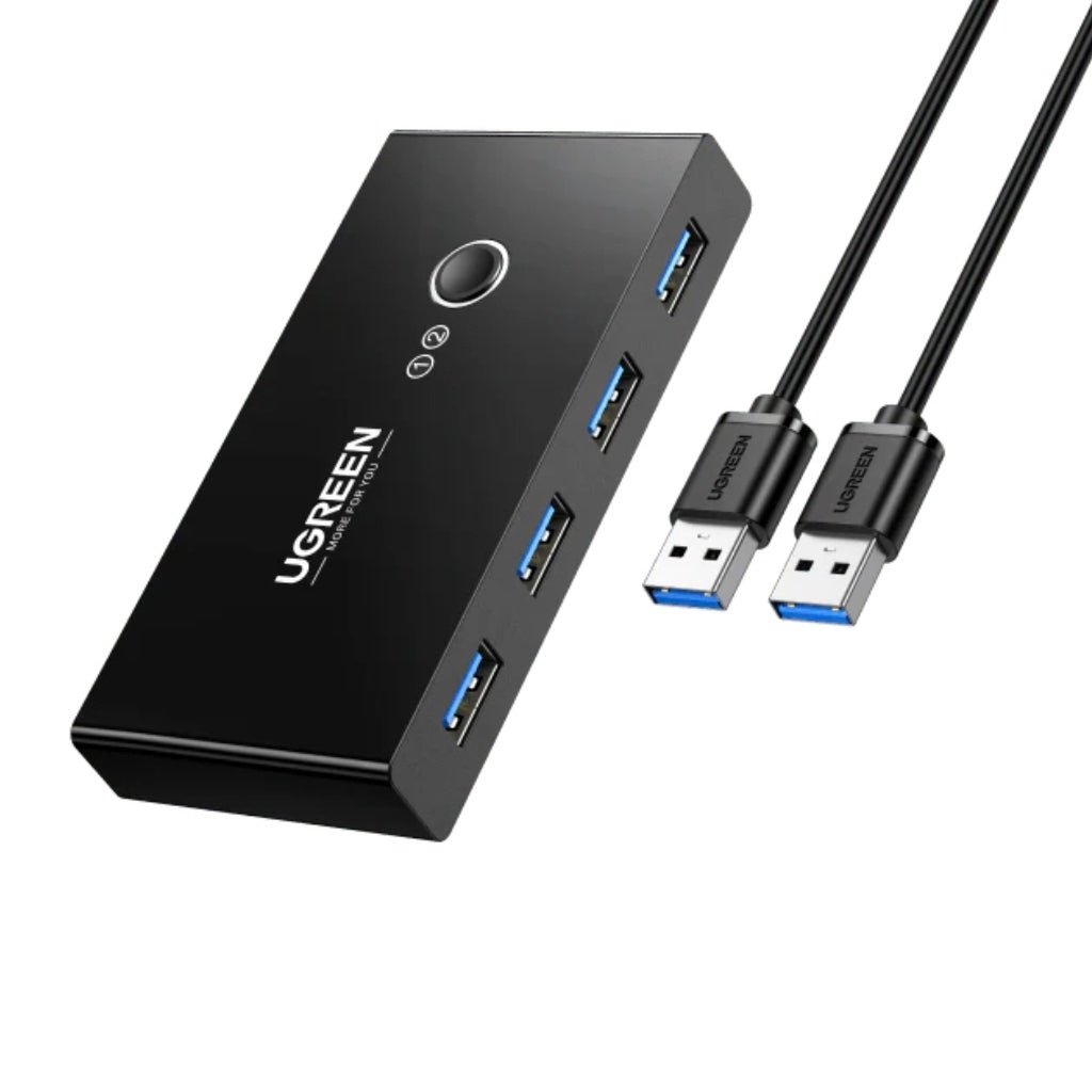 Hub Kvm Ugreen US216 2 Entradas y 4 Salidas USB-A 6 Puertos 480MBPS Incluye Dos Cables USB-A 3.0 30768 - Negro