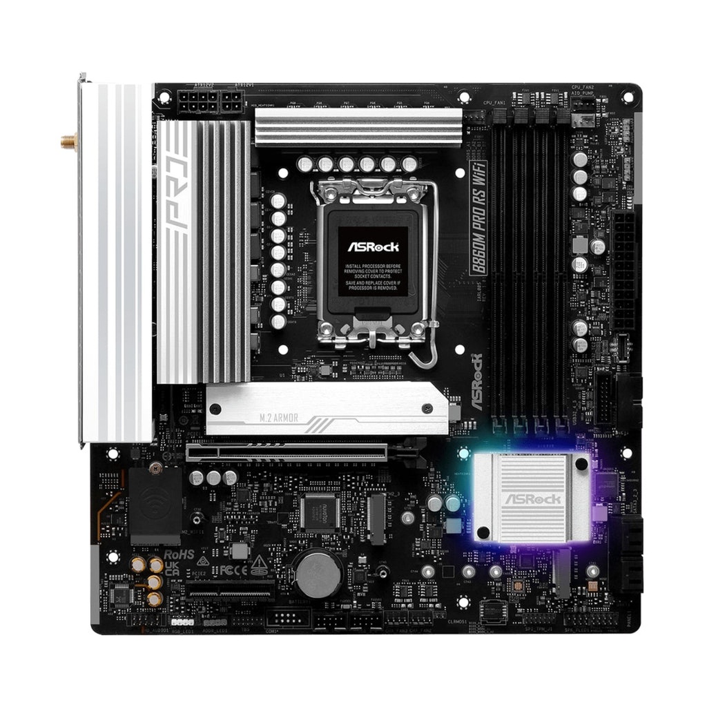 [CP8128] Tarjeta Madre Asrock B860M PRO Rs WIFI LGA1851 Micro Atx DDR5 - Negro/plateado