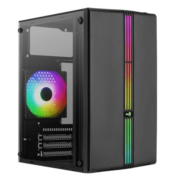 [CP3144] Case RGB Aerocool Evo MINI-G-BK-V1 Mini Tower Ventilador 1 de 120MM con Vidrio Lateral Accs-pv42013.11 - Negro