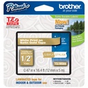 Cinta Brother TZEMQ835 Blanco Sobre Dorado de 12MM para P-TOUCH 5M - Blanco/dorado