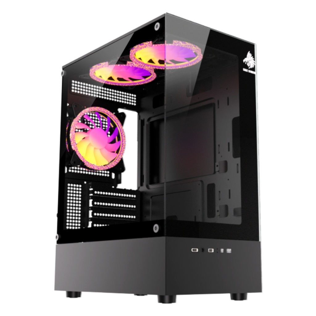 [CP3177] Case RGB Eagle Warrior Cg70ahra002c Mini Tower Ventiladores 3 de 120MM con Vidrio Frontal y Lateral - Negro