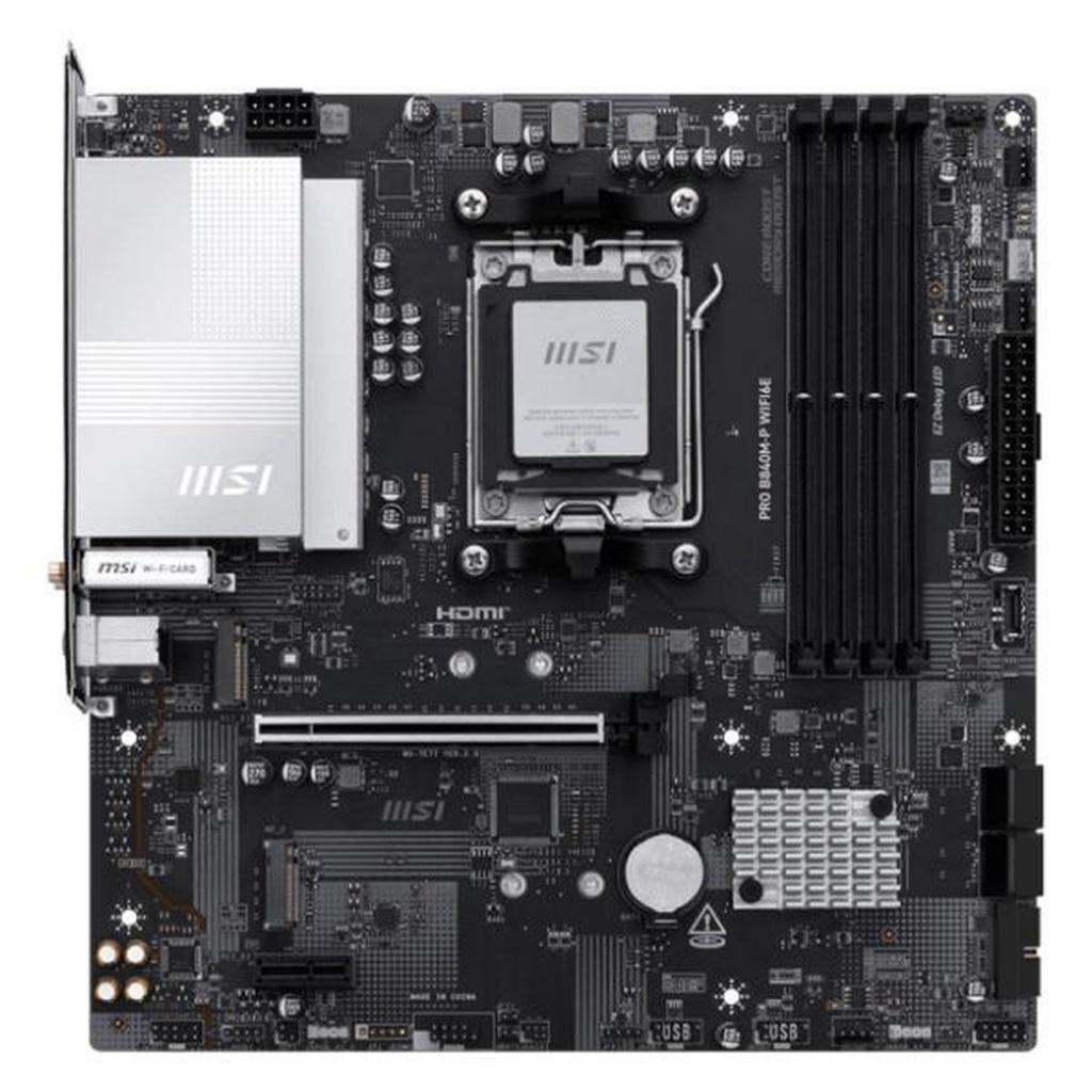 [CP8148] Tarjeta Madre Msi PRO B840M-P WIFI6E AM5 Micro Atx DDR5 911-7E77-002 - Negro