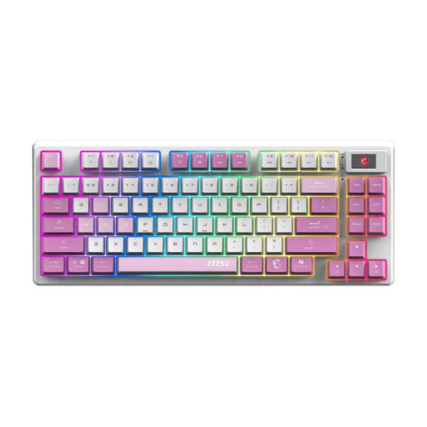 [PF7085] Teclado Gaming RGB Msi Forge GK600 Tkl W Violet Us Mecánico Inalámbrico Bluetooth / 2.4 Ghz Inglés S11-43CEQ01-HH9 - Rosado / Blanco