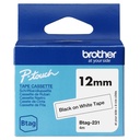 Cinta de Etiquetado Brother BTAG231 12MM X 4M Compatible con P-TOUCH Negro Sobre Fondo Blanco