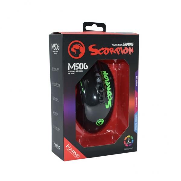 [6932391913260] Marvo Mouse Scorpion M506 Negro/Verde - 3200 DPI RGB