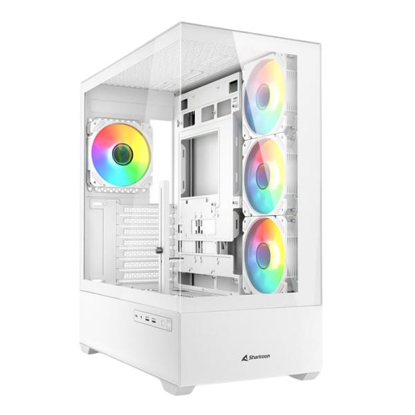 [CP3191] Case RGB Sharkoon AK6 Mid Tower Ventiladores 4 de 120MM con Vidrio Lateral 4044951041701 - Blanco