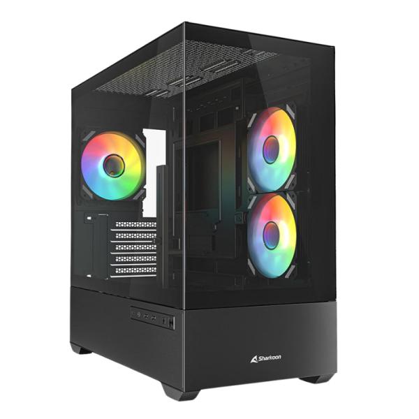 [CP3192] Case RGB Sharkoon MK6 Mid Tower Ventiladores 3 de 120MM con Vidrio Lateral 4044951041794 - Negro