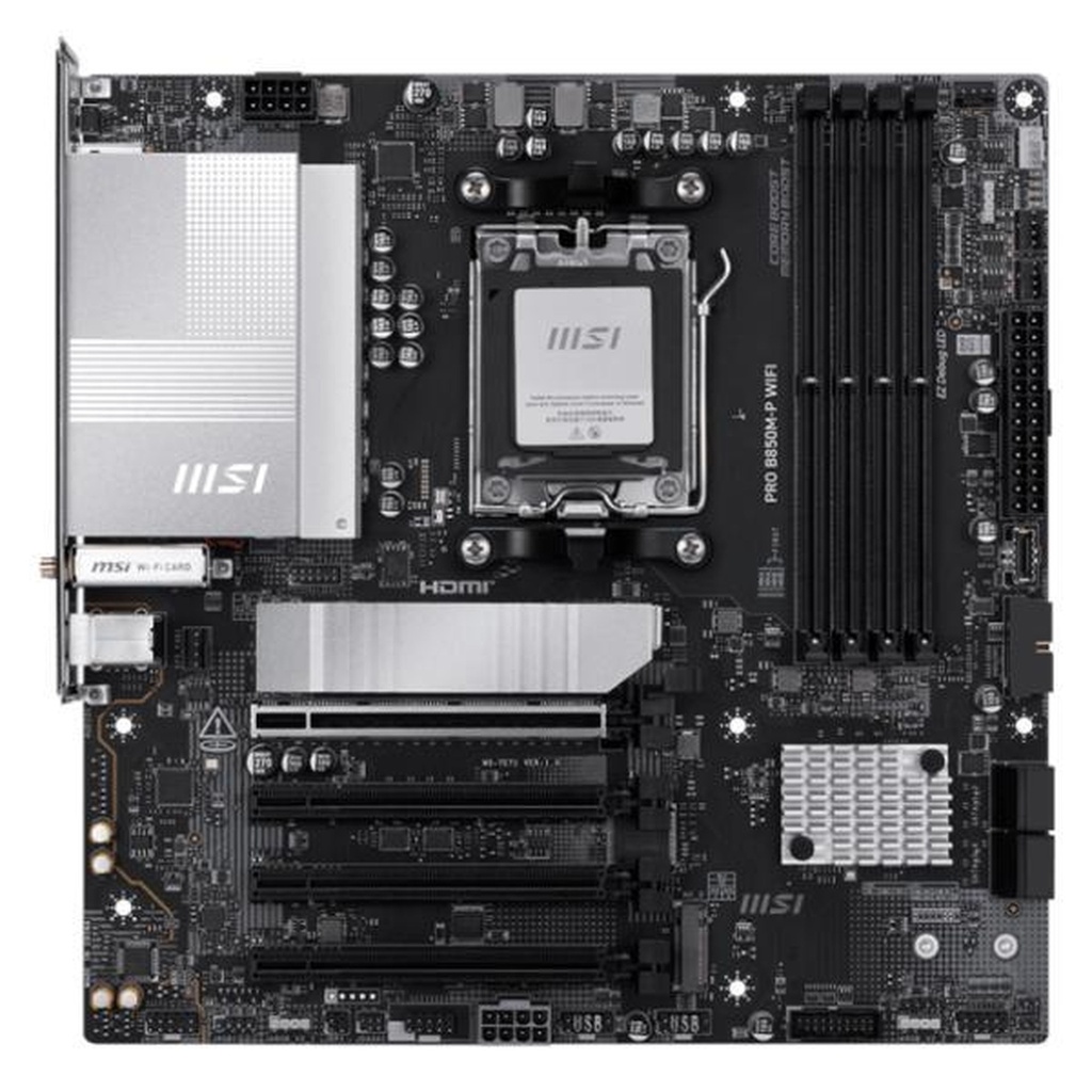 [CP8170] Tarjeta Madre Msi PRO B850M-P WIFI AM5 Micro Atx DDR5 WIFI 7 / 5G LAN 911-7E71-001 - Negro / Blanco