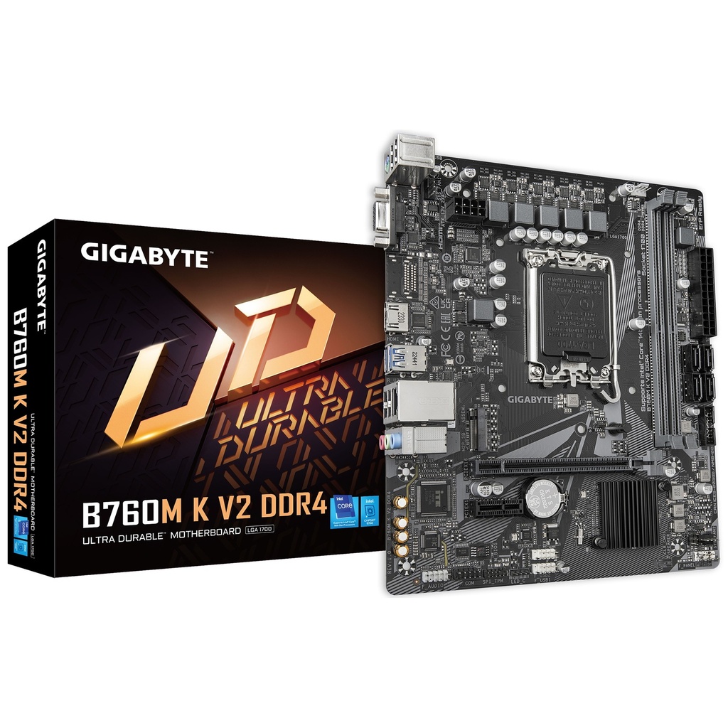 [CP8175] Tarjeta Madre Gigabyte B760M K V2 DDR4 LGA1700 Micro Atx - Negro