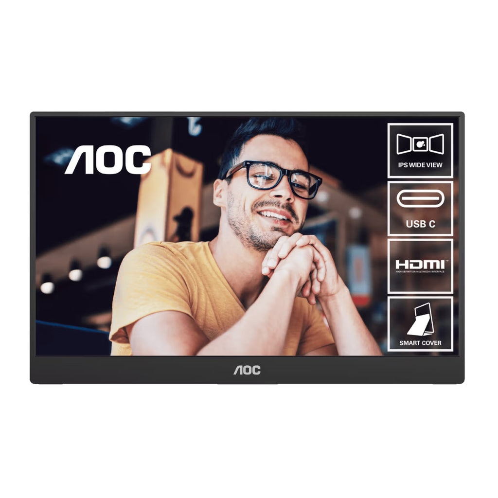[DV1115] Monitor Portátil 15.6" Aoc 16T20 Plano 1920 X 1080 FHD 60HZ IPS USB-C HDMI - Negro