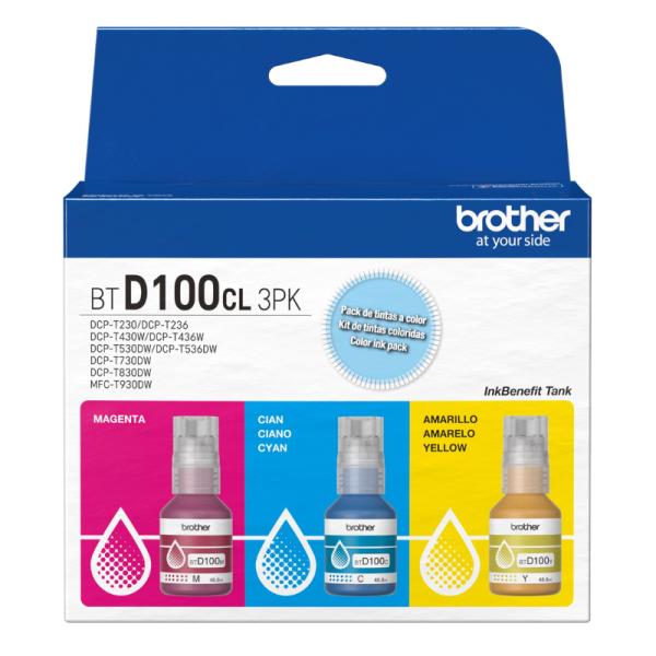 [IM1059] Brother BTD100CL3PKMEX Kit 3 Tintas Inkbenefit Cian/Magenta/Amarillo
