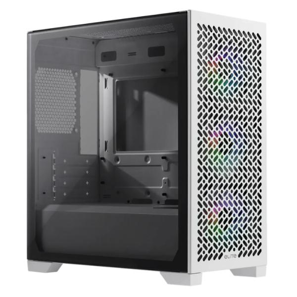 [CP3223] Case RGB Cooler Master Elite 302 White Mini Tower Ventiladores 3 de 120MM con Vidrio Templado Lateral E302-WGNN-S00 - Blanco